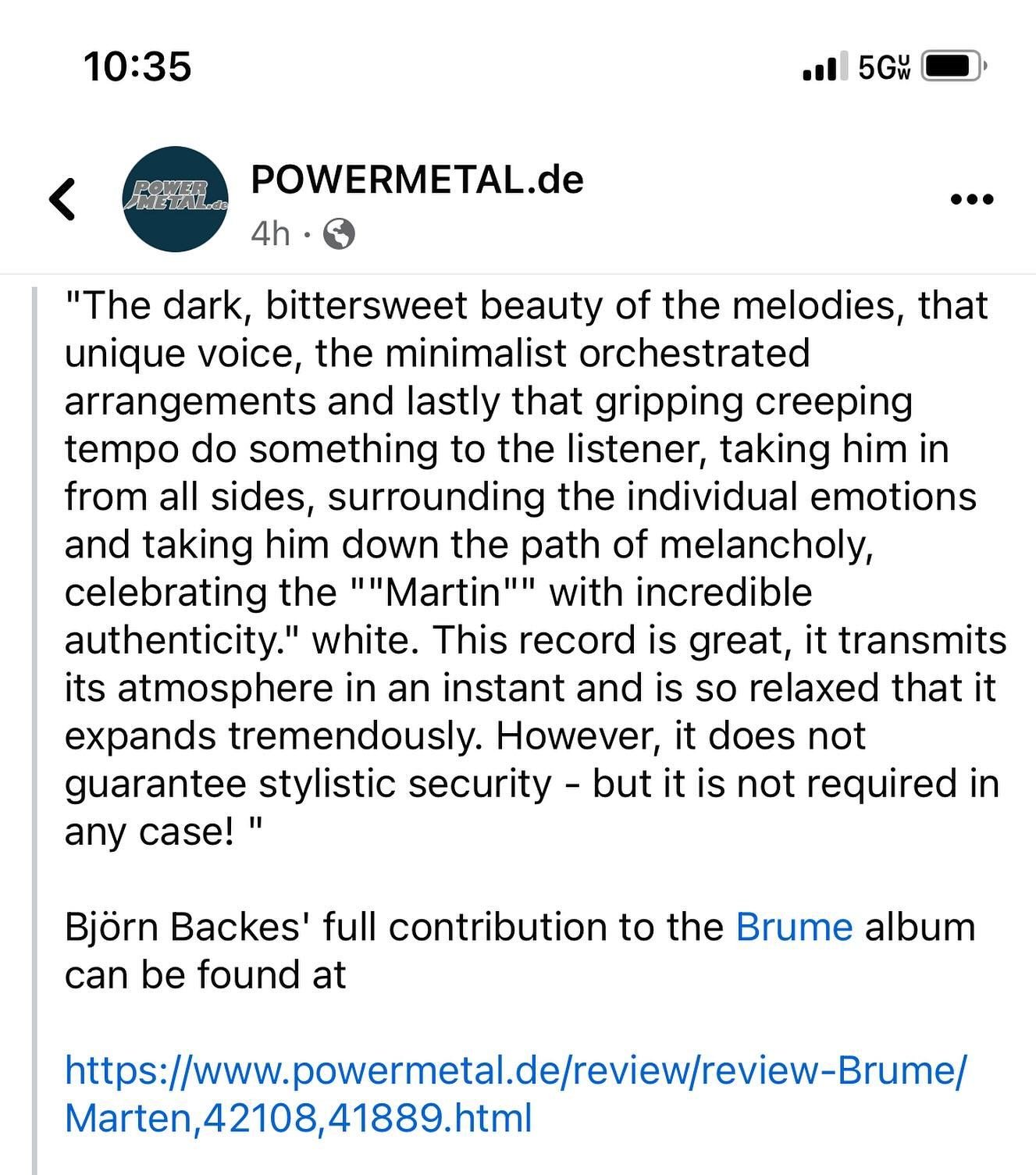 We have a bunch of heart felt reviews, it&rsquo;s our pleasure that we can connect with people around the world and of different preferred genres. 
#doom #gloom #brume #broom 
@magneticeyerecords