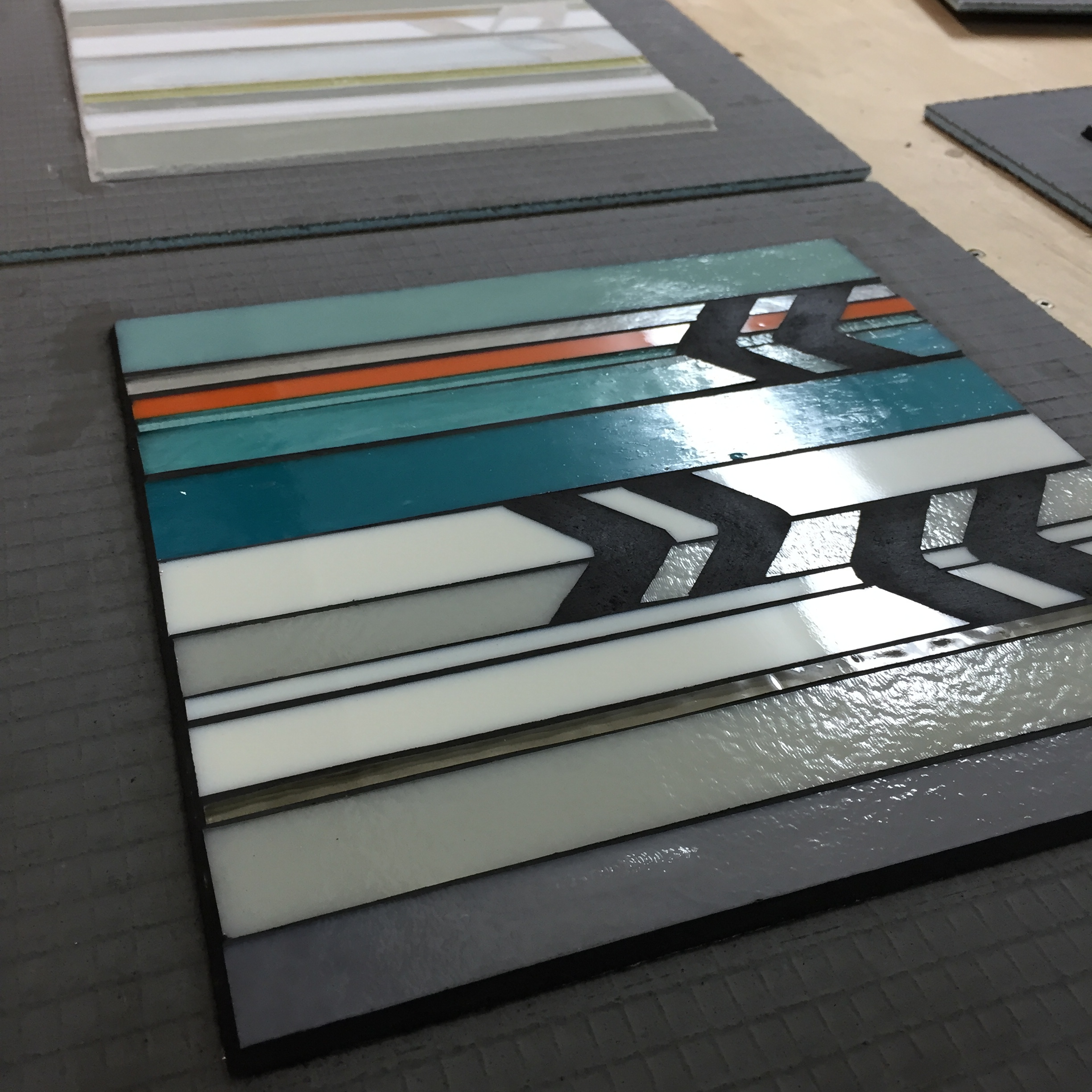 Ocean | San Diego glass+grout | 10"x10" > 14"x14" framed c Heather Hancock 2016