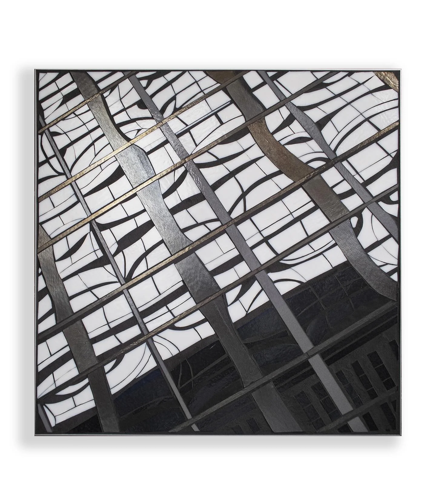 A 4-panel series just outside a client conference room in NYC. Inspired by the rhythm of the city&mdash;grids, lines, and shifting light. Calm, grayscale vibes for moments of focus and conversation.
.
REFLECT 4.13 &ndash; City Rhythms 4 @ 30&rdquo; x