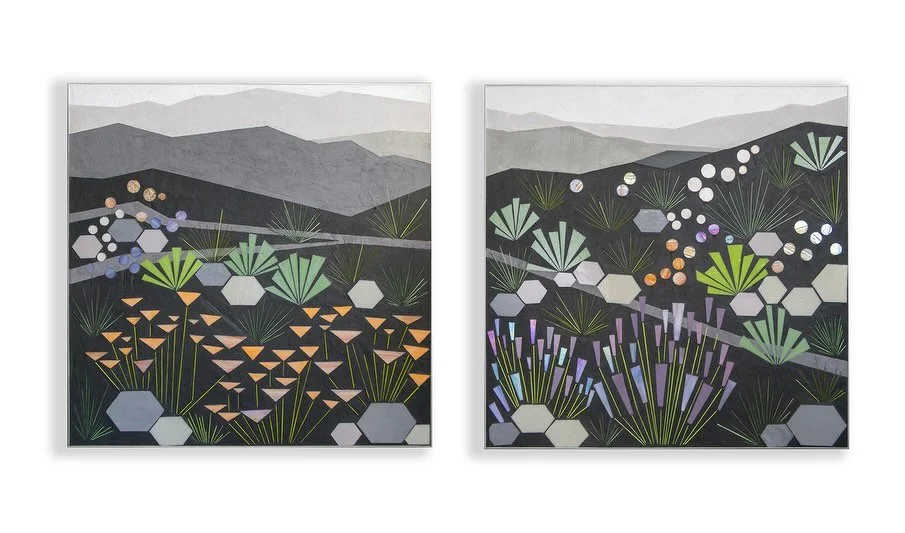 Created for a healthcare setting, this VISTA draws from the forms and textures of the Empire Inland Desert region&mdash;clustered soapweed, hummingbird mint, orange poppies, and windblown grasses translated into layered concrete and glass.

I hope th