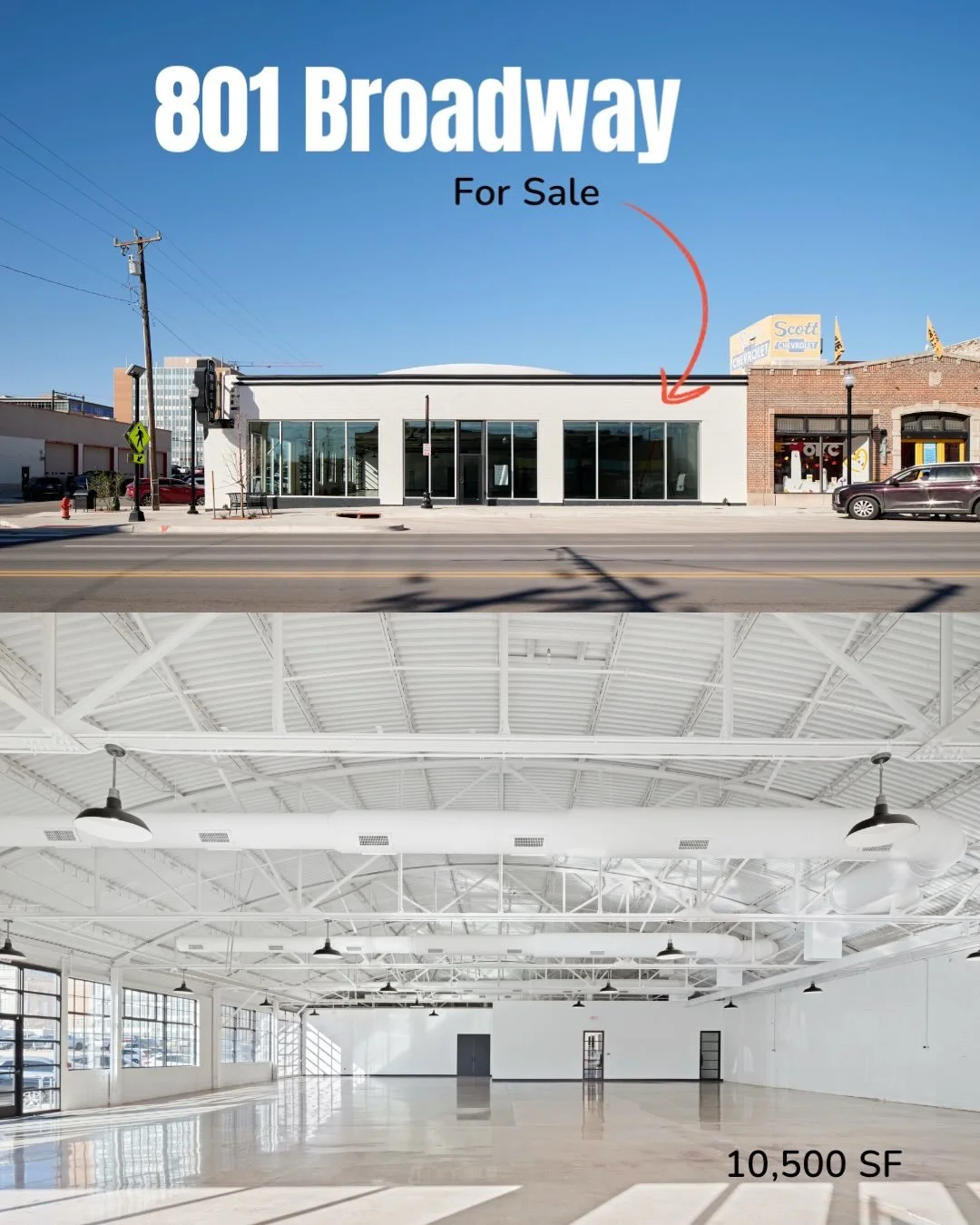 For Sale | 801 N Broadway, @autoalleyokc, OKC

10,500 SF
This fully renovated building is a rare find in Downtown OKC. New roof, mechanical, electrical, restrooms, fire suppression and finishes throughout. 

Join neighbors like @plentymercantile, @re