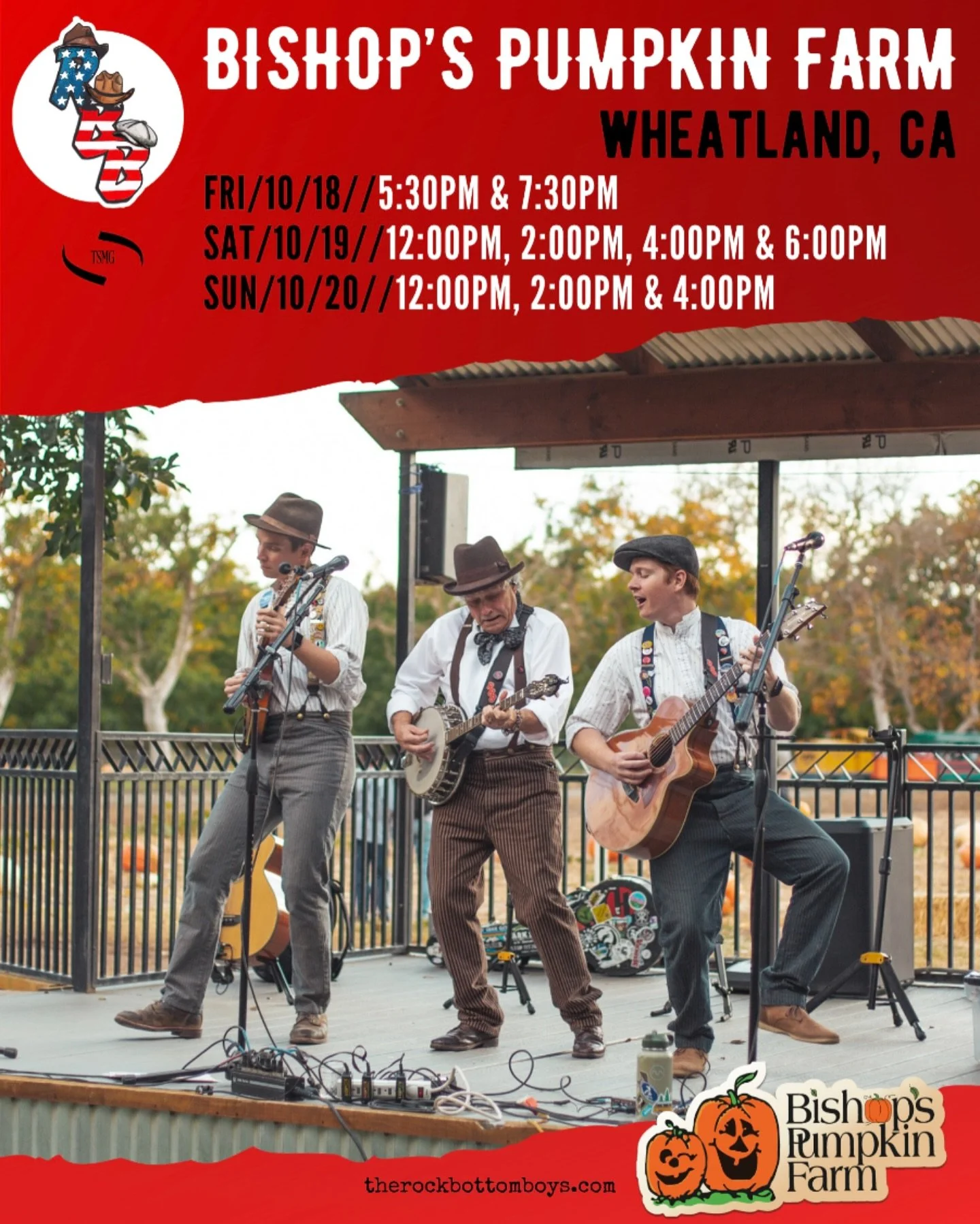 The Rock Bottom Boys are back at @bishopspumpkinfarm1973 as of this Friday! Let us know if we&rsquo;ll see you there! 🎃