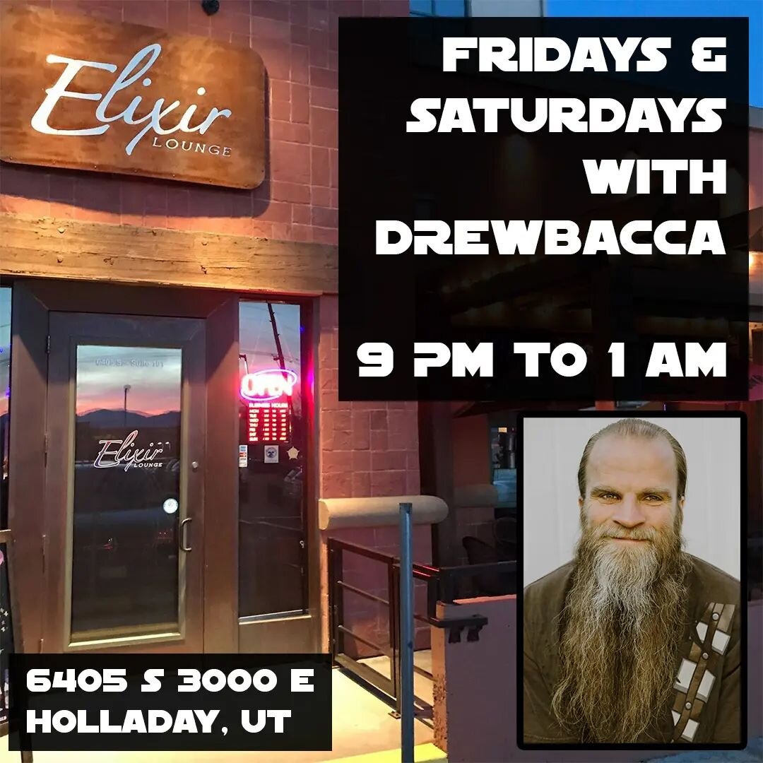 Come party with me at @elixirloungeutah every Friday and Saturday! I'll be DJing from 9:00 PM - 1:00 AM! Elixir Lounge is an upscale martini, craft cocktail, &amp; wine bar with a gastropub kitchen, a relaxing patio, and an excellent selection of bee