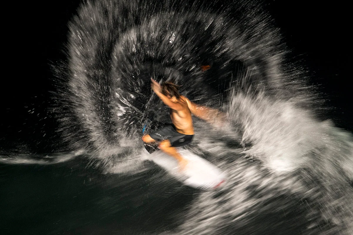 Kipp Caddy Night Surfing at Komune Resort Bali - Ted Grambeau