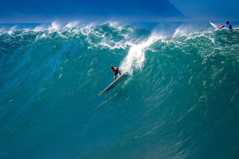 Nathan Florence makes an incredible late drop on a massive Waimea Bay wave during the 2024 Eddie Aikau Invitational.