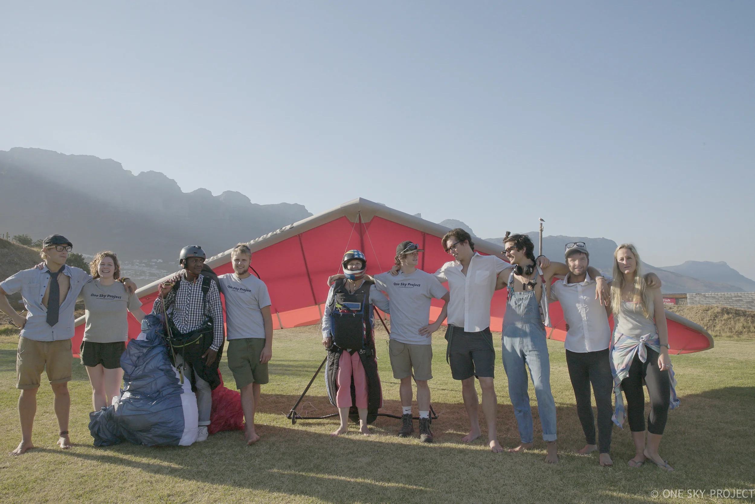 The One Sky Project and No Danger Diaries crew after Back-to-School themed Secret Sunrise. Susan Hill and Sihle from Ikhaya are the pilots in command :)