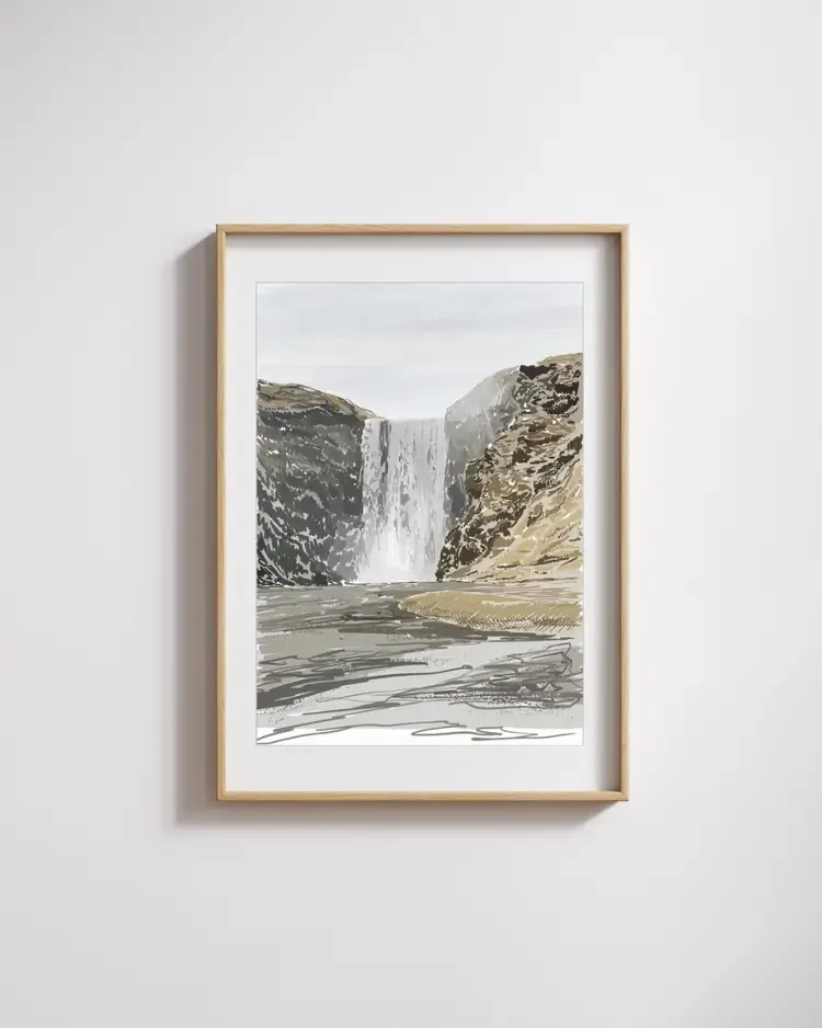 Skógafoss Waterfall - Digital Art Print