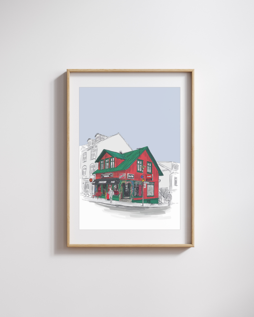 Drekinn, Njálsgata, Reykjavík - Architectural Digital Art Print