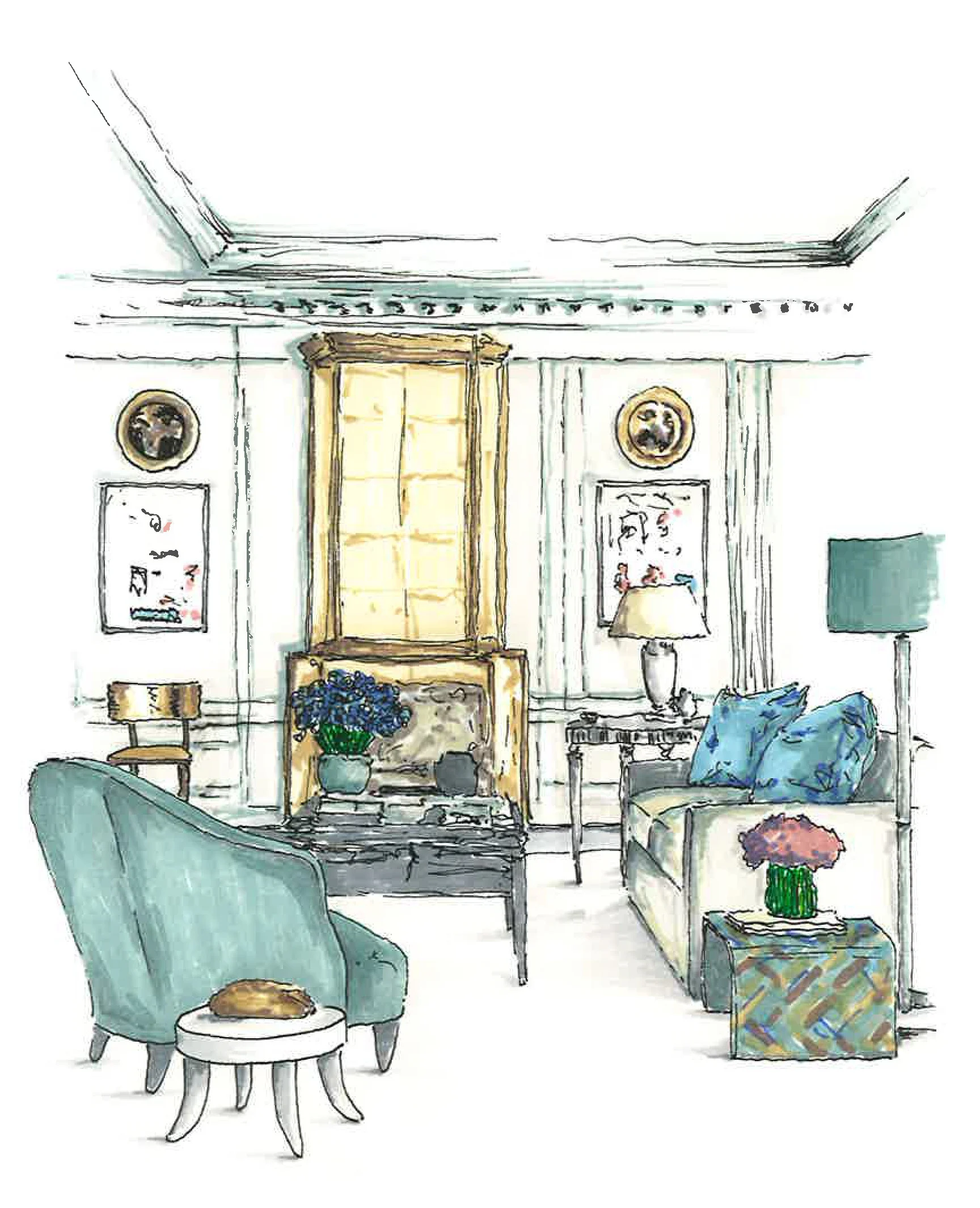 Architectural Ink Rendering, How to Draw Interiors by Hand Using Marker ...