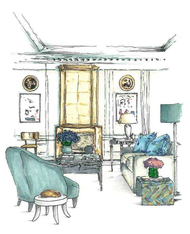 Architectural Ink Rendering, How to Draw Interiors by Hand Using Marker ...