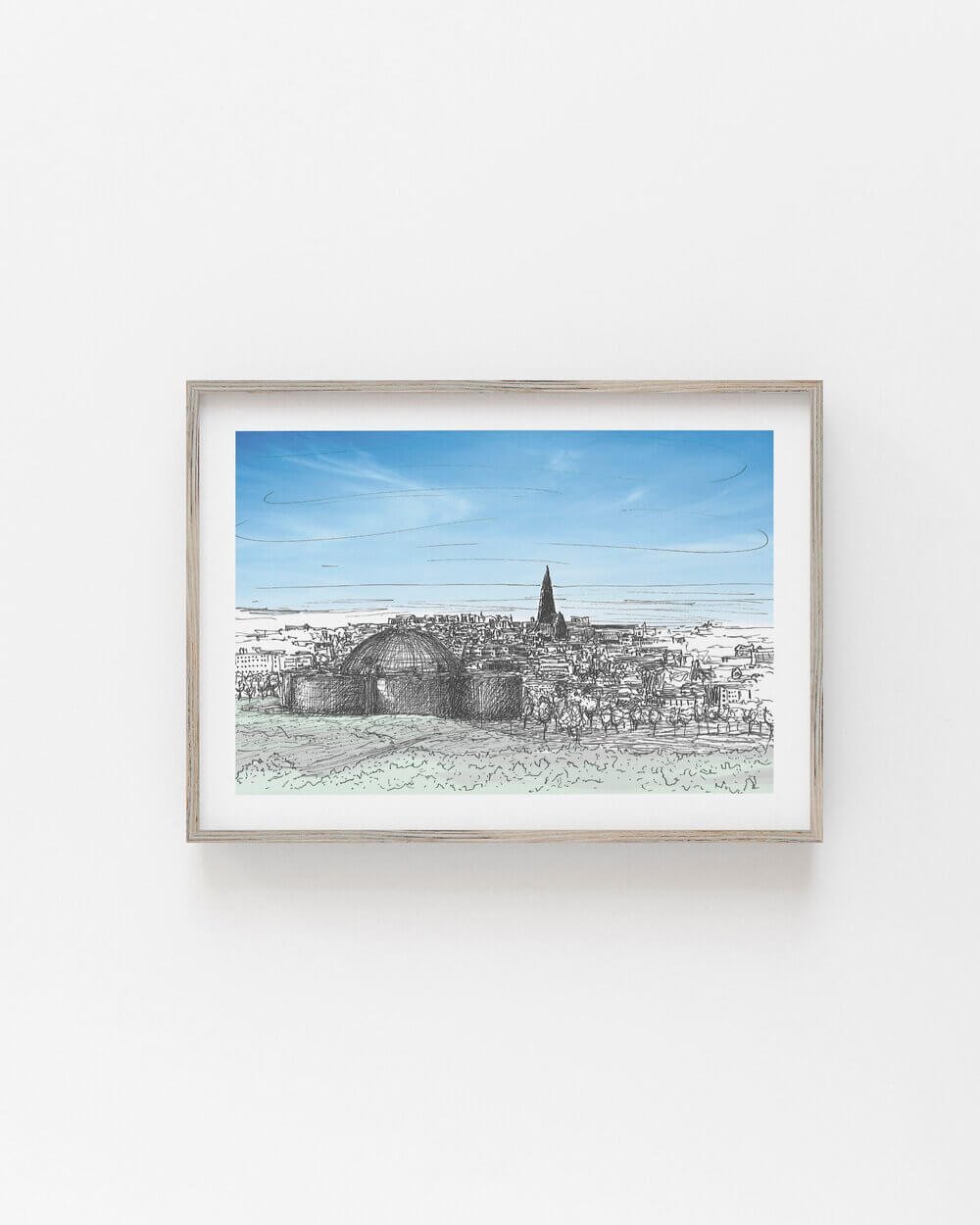 Perlan & Reykjavik City, Iceland Architectural Drawing by Sonia Nicolson