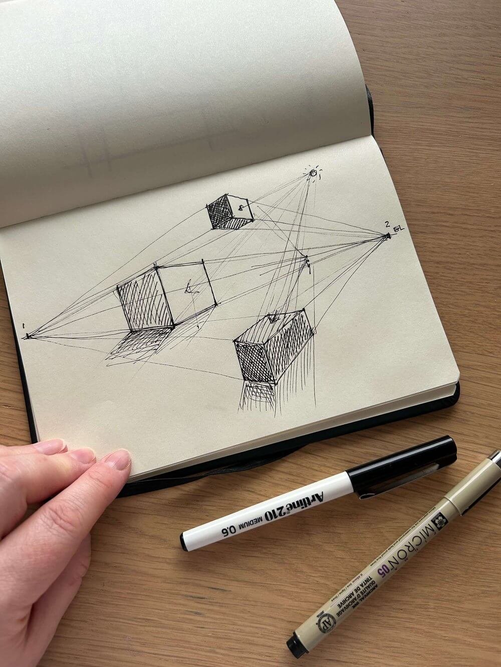 Two point perspective sketch Sonia Nicolson