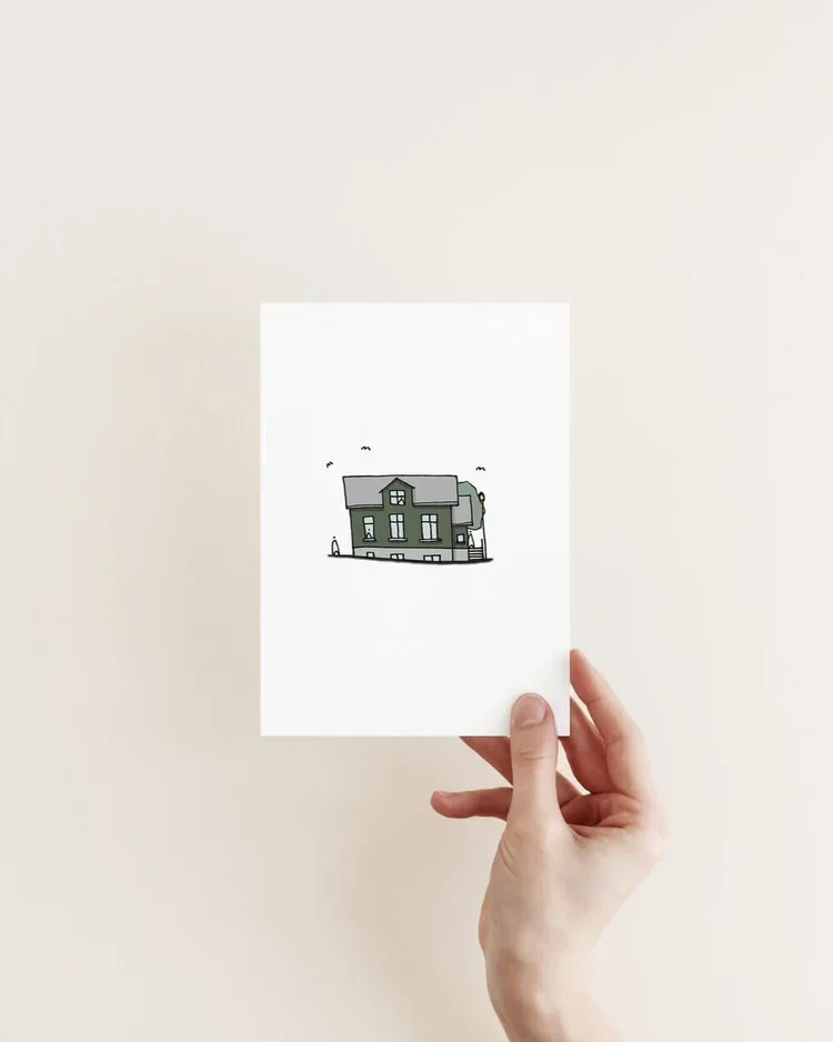 Minimal green house in Reykjavík, Iceland, Nordic architectural illustration