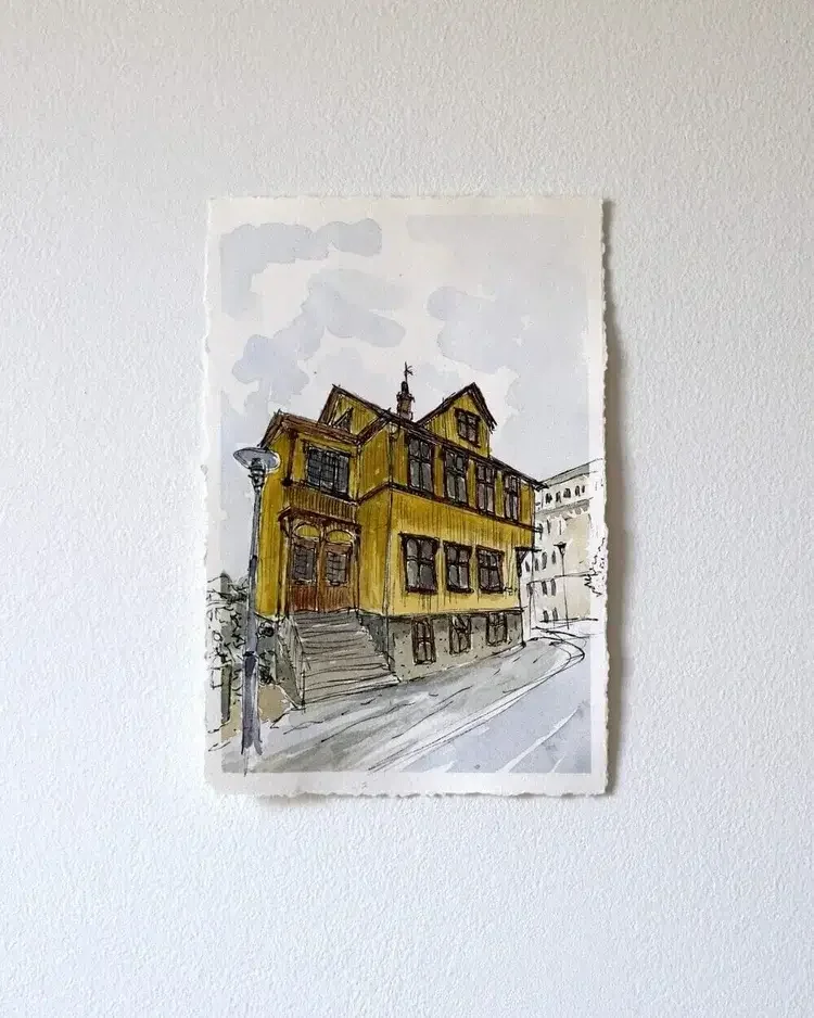 Original "35 Skólavörðustígur, Reykjavík" Watercolour Painting