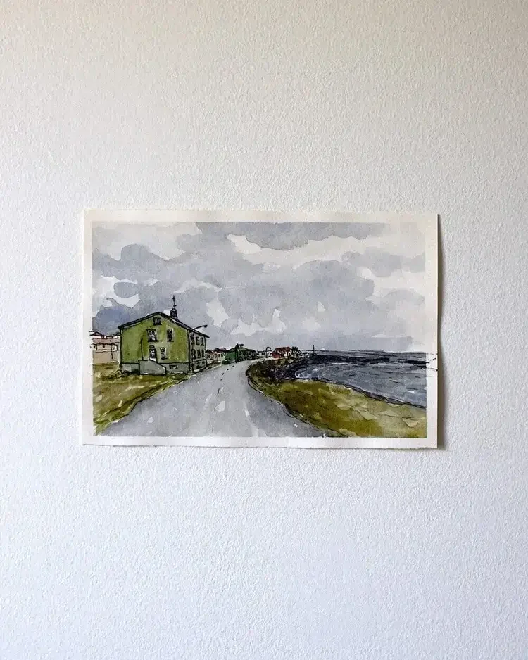 Original Blöndubyggð, Blönduós, Iceland Watercolour Painting by Sonia Nicolson