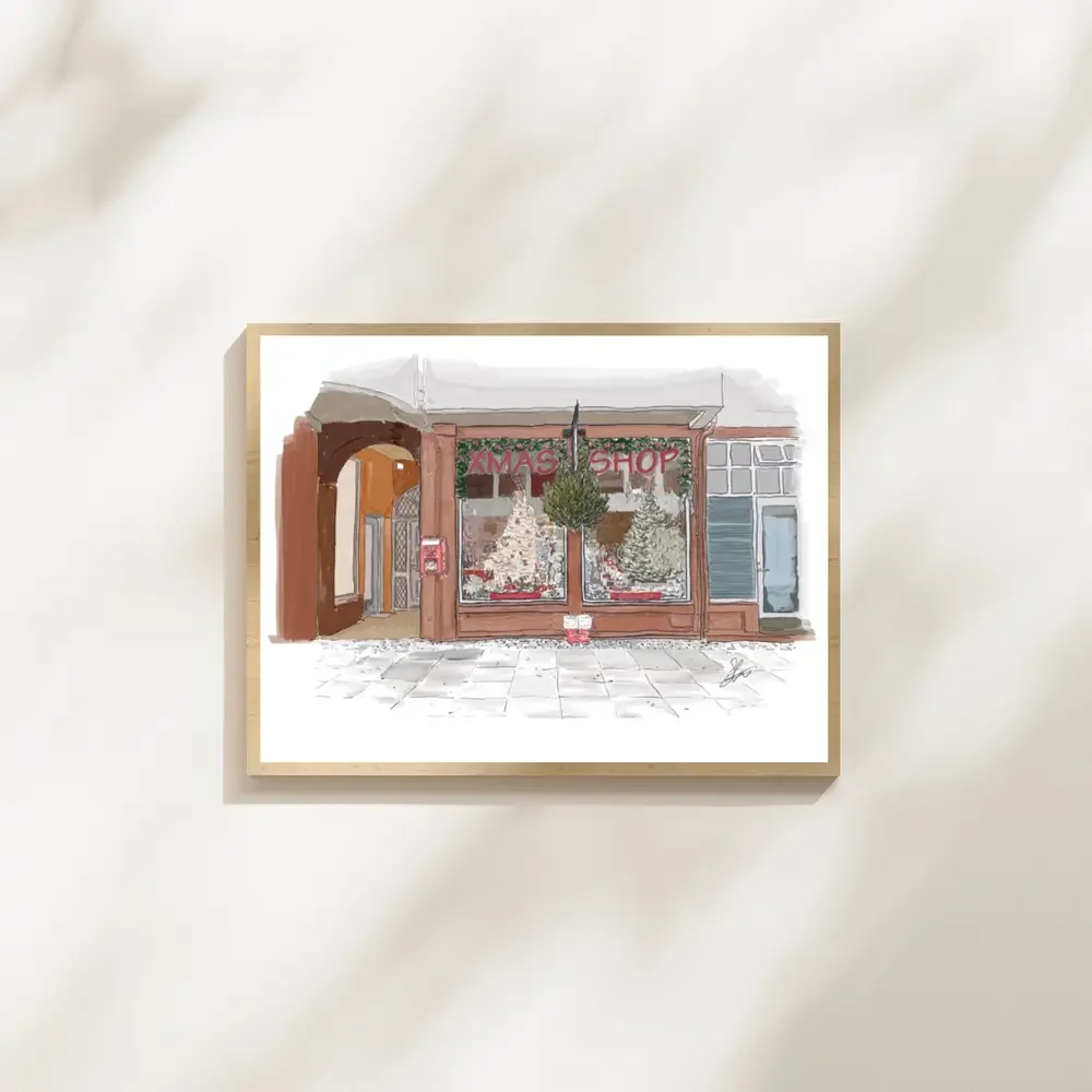 Litla Jólabúðin Reykjavík Christmas Shop Illustration (A3 Digital Print)