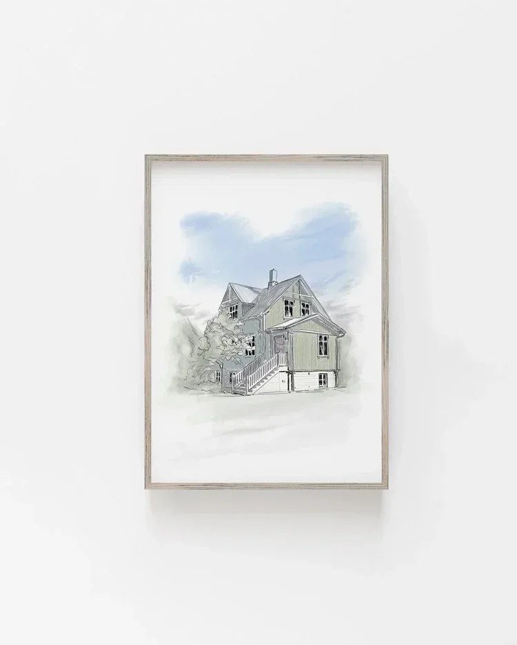 Custom Digital House Portrait - Architectural Sketch Commission