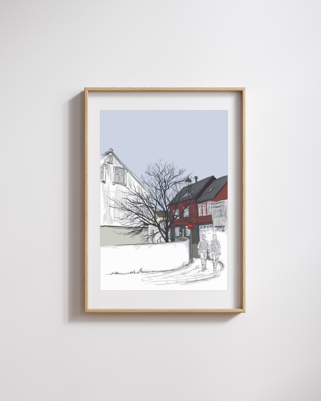 Walking the Streets of Hafnarfjörður - Architectural Digital Art Print