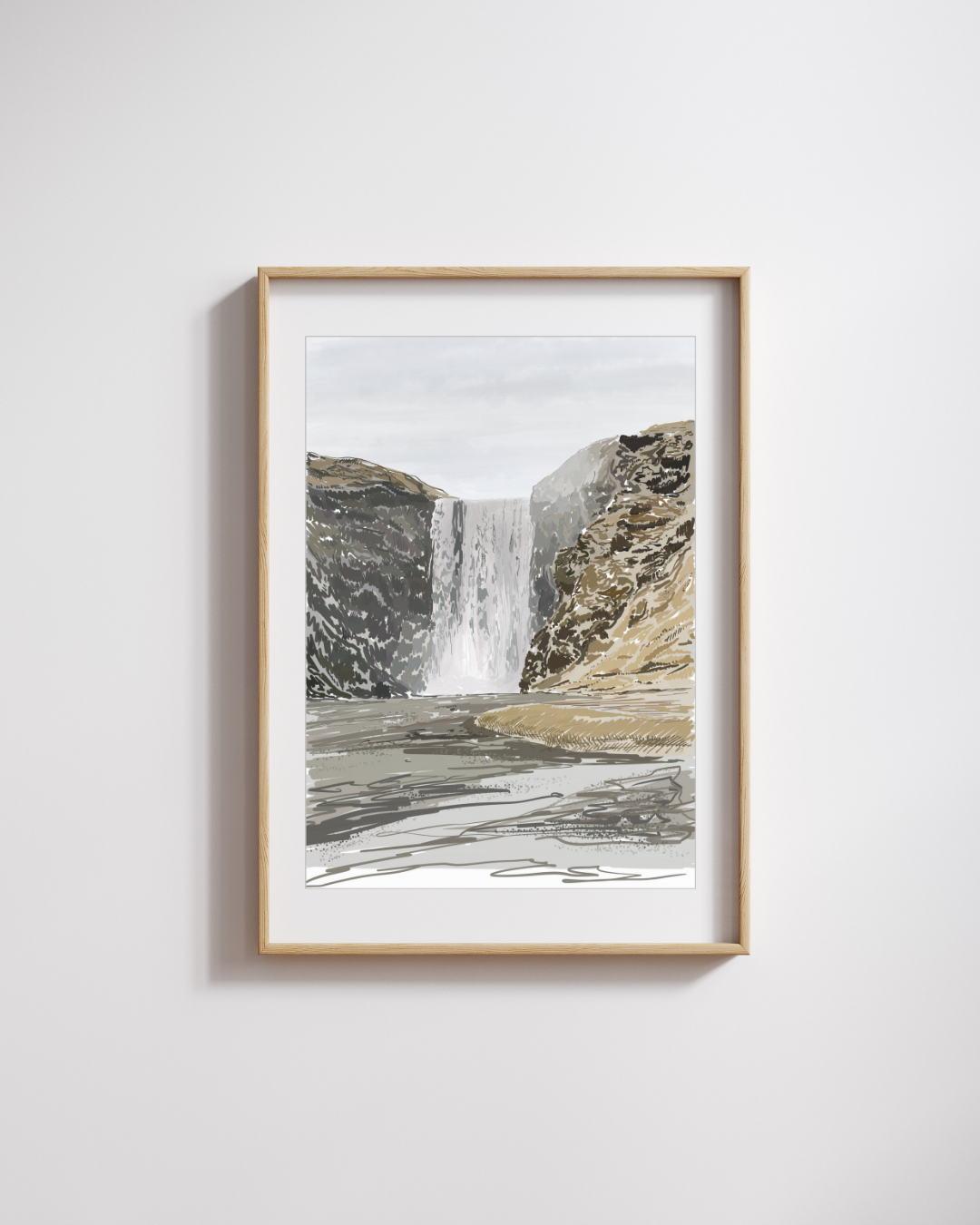 Skógafoss Waterfall Print – Iceland Digital Art Download