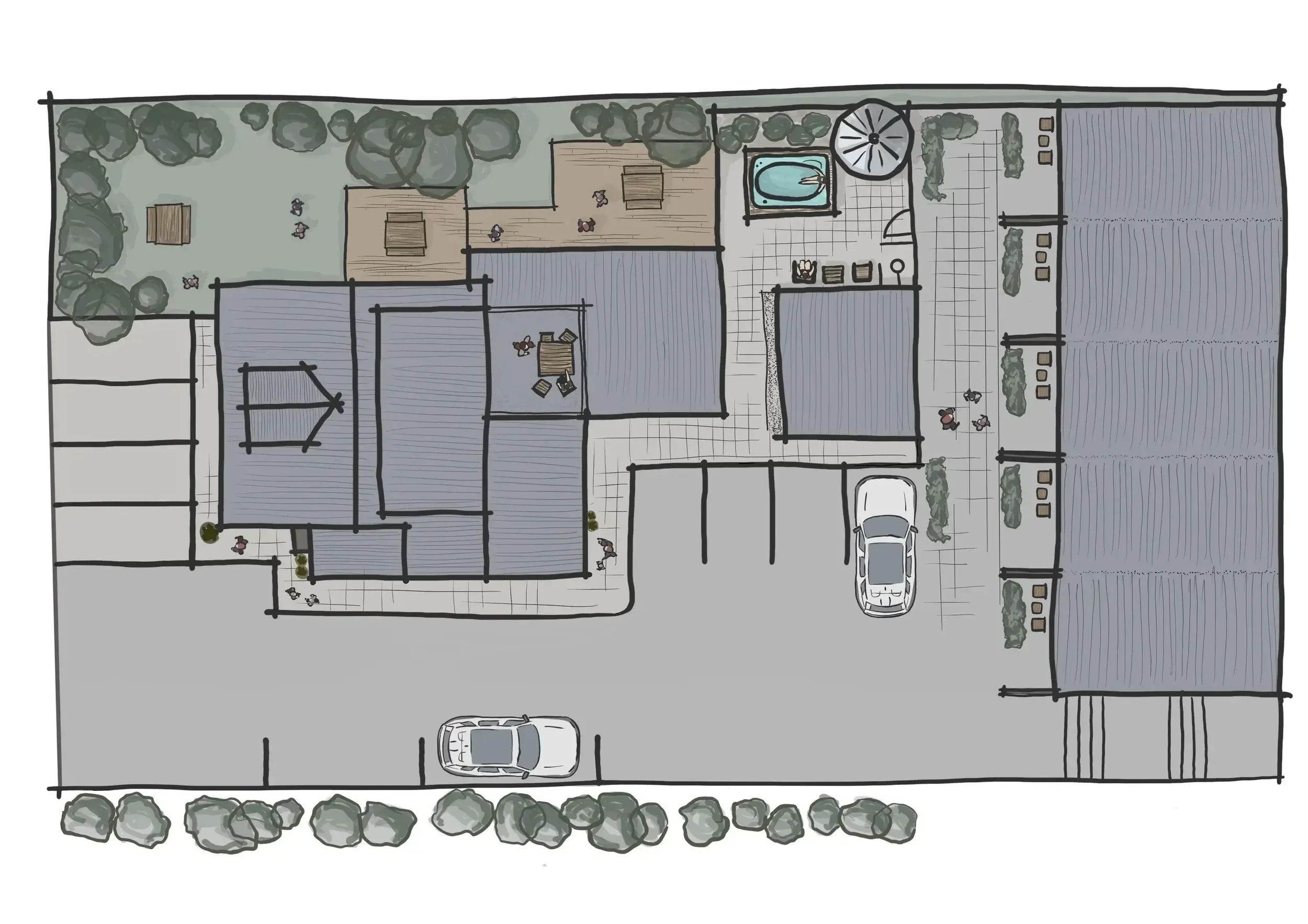 Beginner student interior floor plan sketch created in Sonia Nicolson’s course