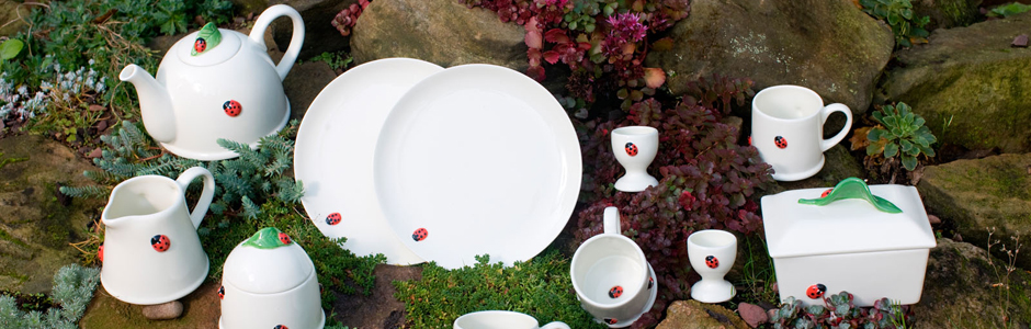 Ladybird tableware designed for Edinburgh Preserves. DISCONTINUED.