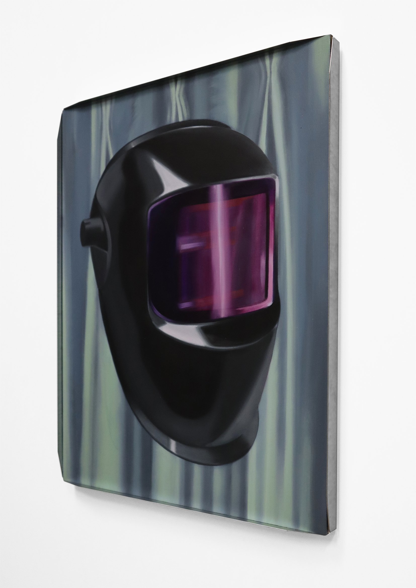   'Anima Interloper'   Oil, wax, marble dust, graphite, and matte varnish on panel in folded steel frame. 30.5х 40.5 cm  2026 