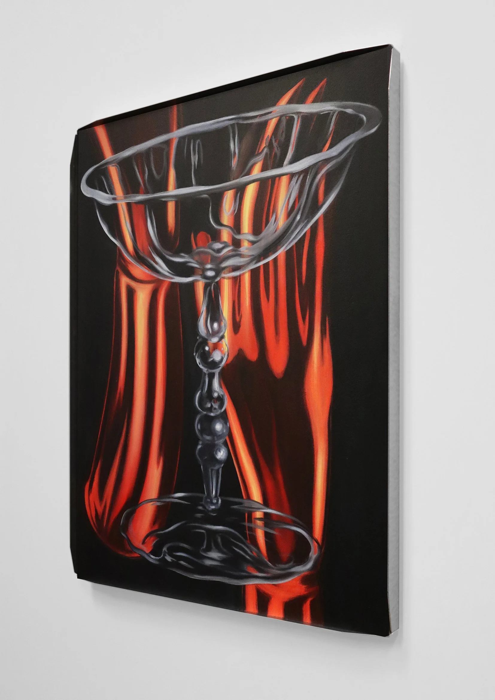   'Gift Knife’   Oil, wax, marble dust, graphite, and matte varnish on panel in folded steel frame. 30.5 × 40.5 cm  2026 