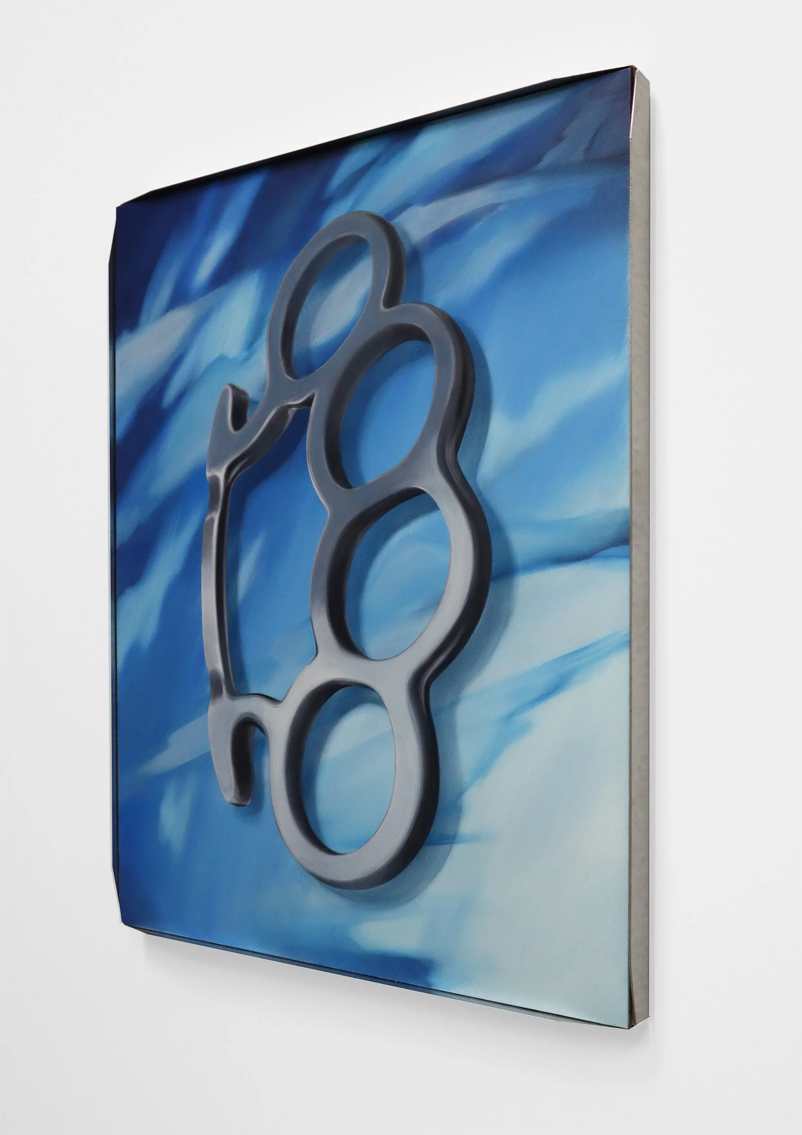   ‘Space Ship’   Oil, wax, marble dust, graphite, and matte varnish on panel in folded steel frame. 30.5 x 40.5 cm  2026 