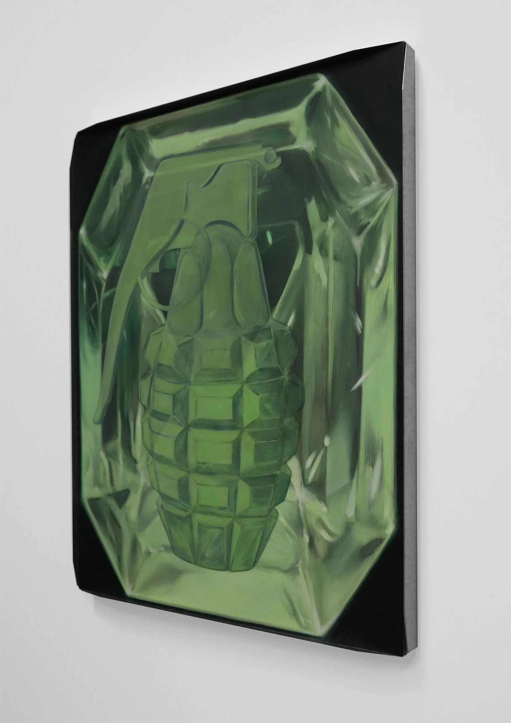   ‘Sigil Widget’   Oil, wax, marble dust, graphite, and matte varnish on panel in folded steel frame. 30.5 x 40.5 cm  2026 