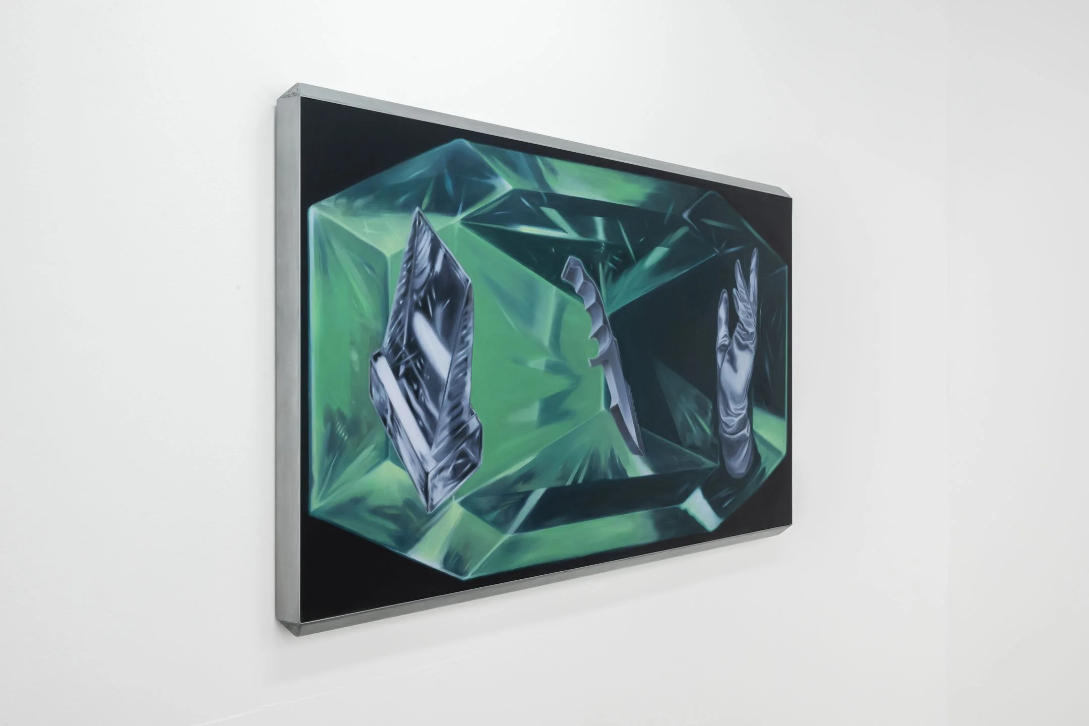   ‘Ur Labrys’   Oil, wax, marble dust, graphite, and matte varnish on panel in aluminium and plastic frame. 120 x 64.5 cm  2026 