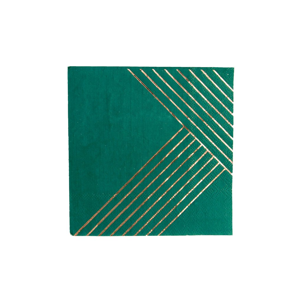Manhattan Dark Green Striped Cocktail Paper Napkins.jpg