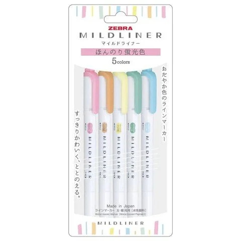 Zebra Mildliner Soft & Fluorescent 5 Color Set.jpeg