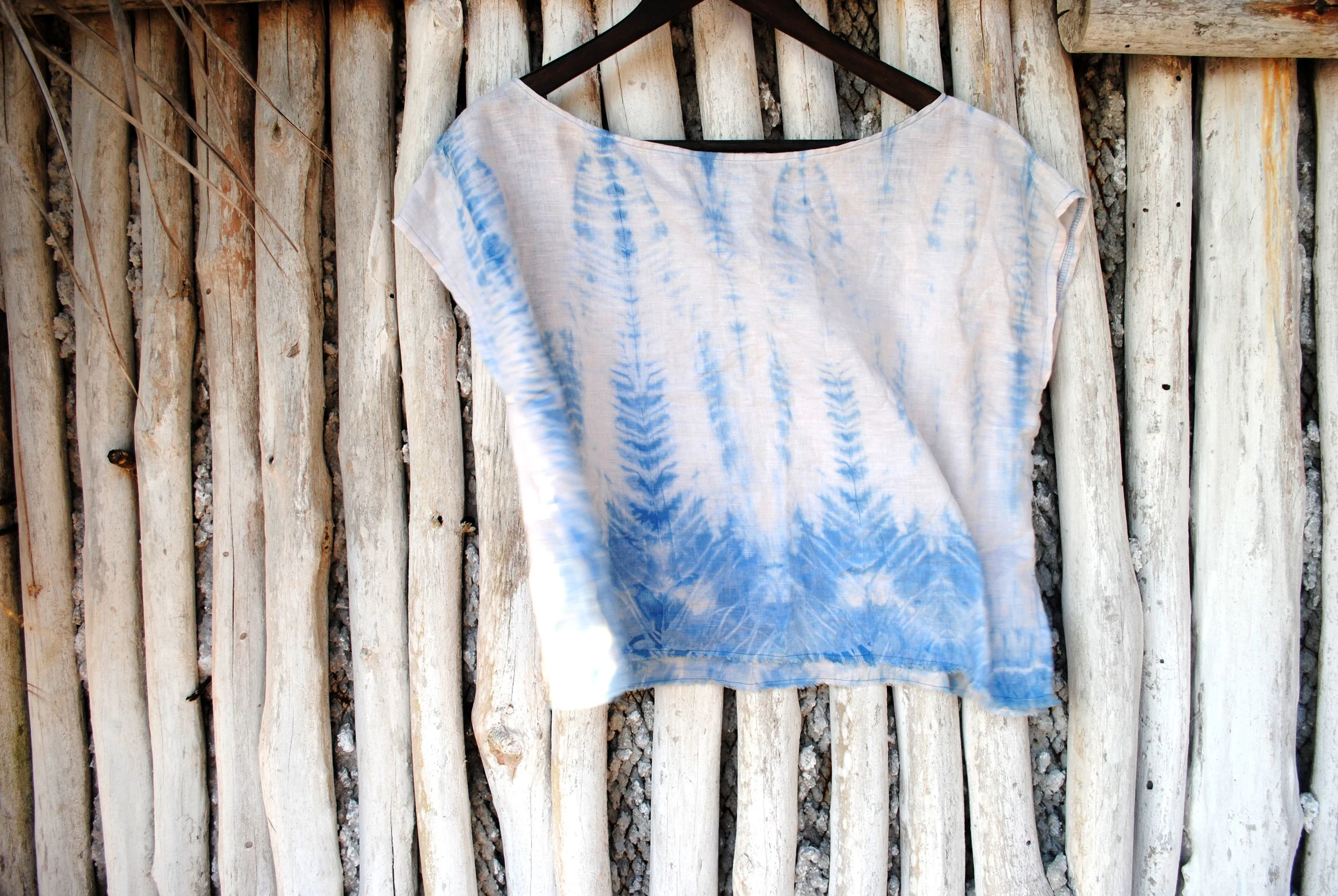 TIDE | avocado & organic indigo linen crop tunic