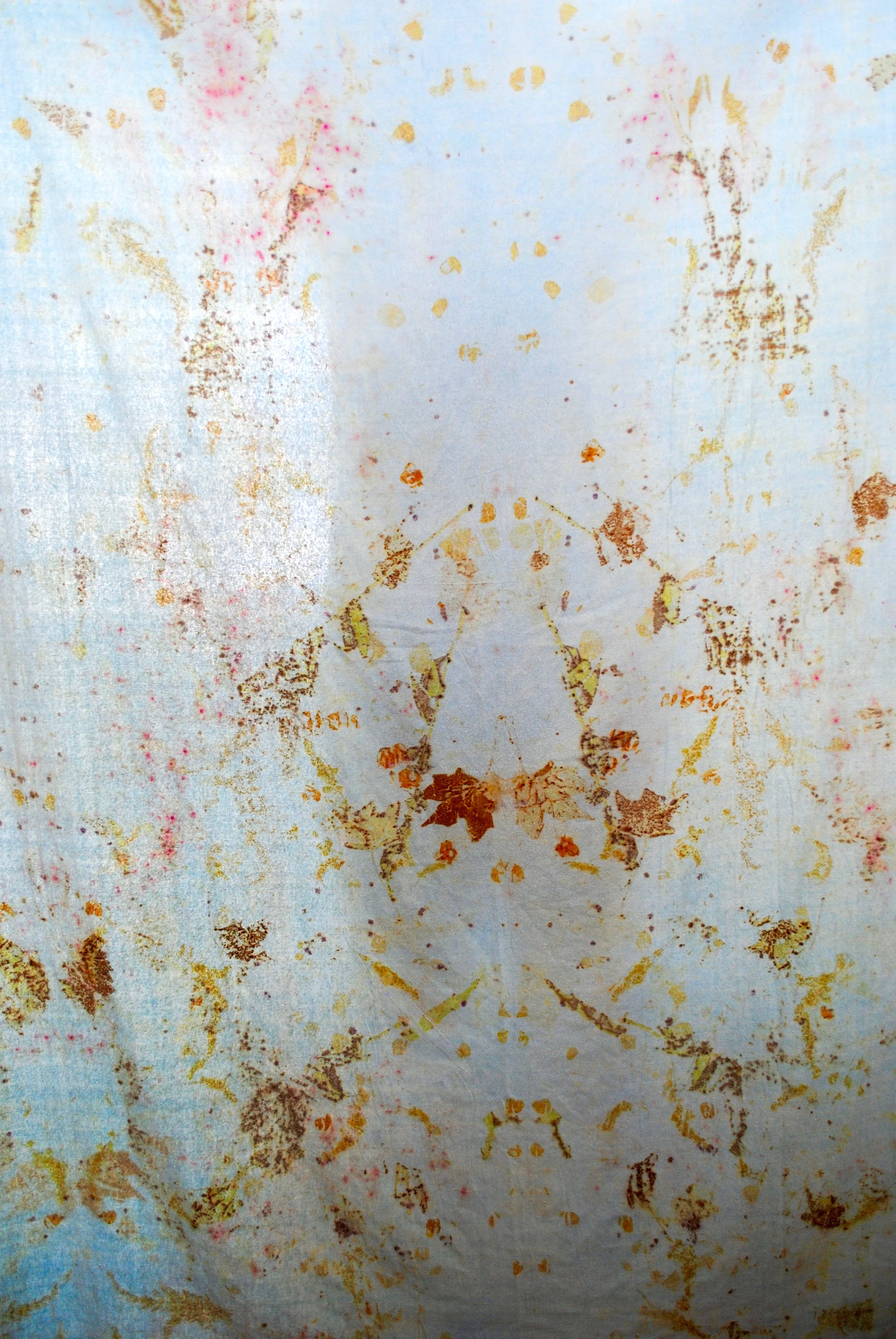 MEADOW CLOTH | saxon blue & eco-print raw silk textile