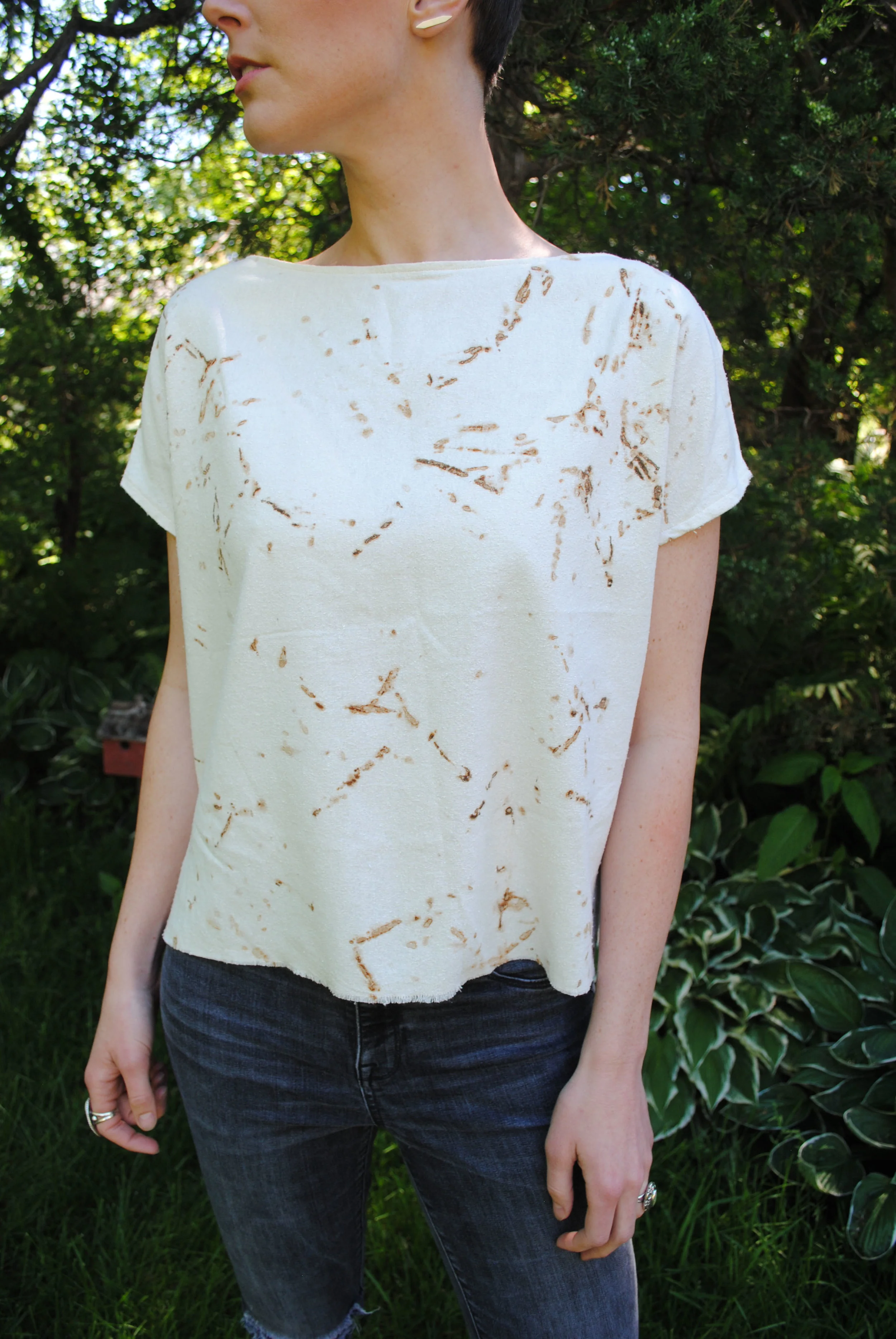 MOON | rusty nail + raw silk crop tunic