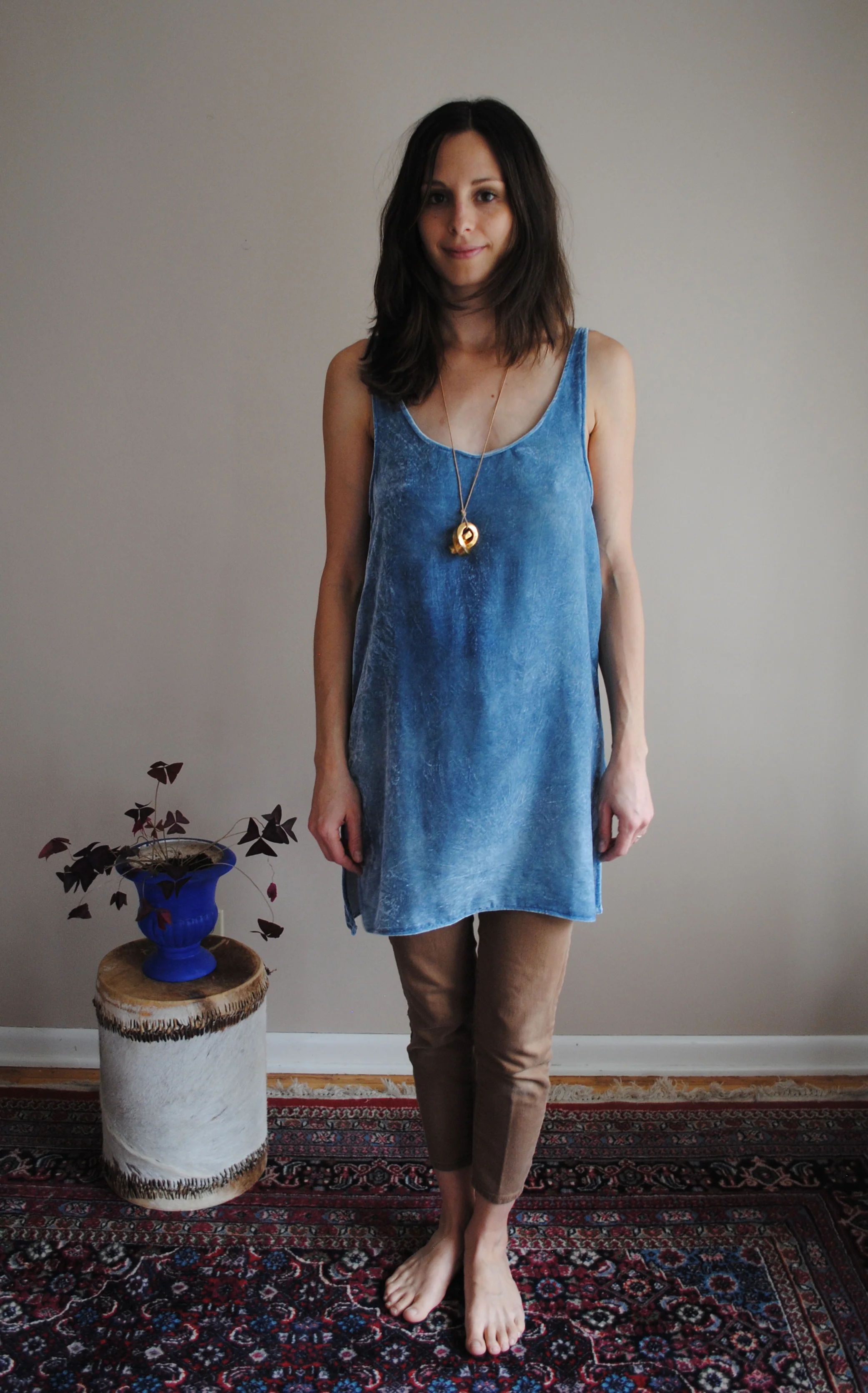 SKY |  silk velvet tank + organic indigo