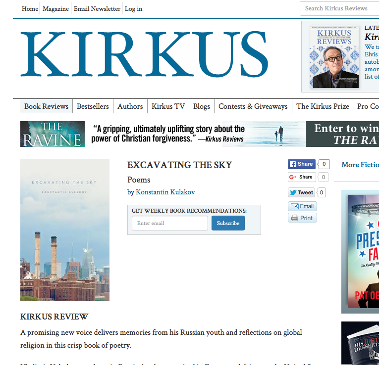 KIRKUS REVIEWS CALLS KULAKOV "PROMISING NEW VOICE"
