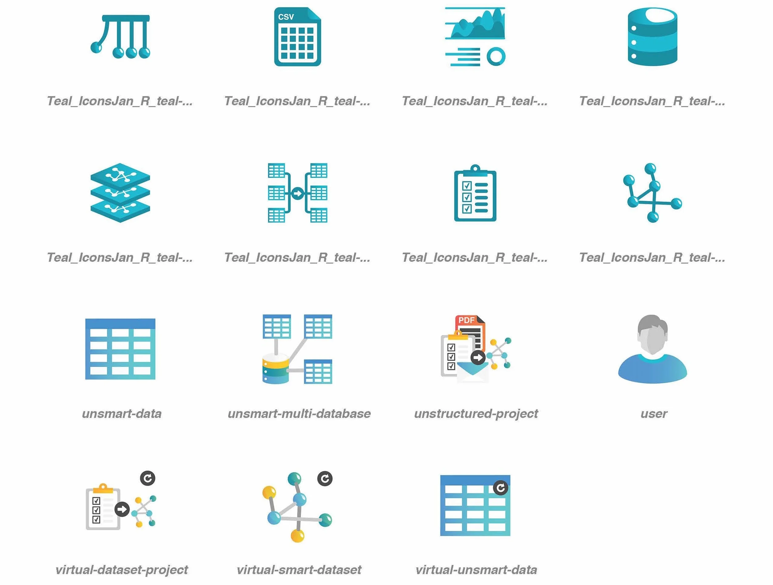 Anzo Smart Data Lake Flat Icons