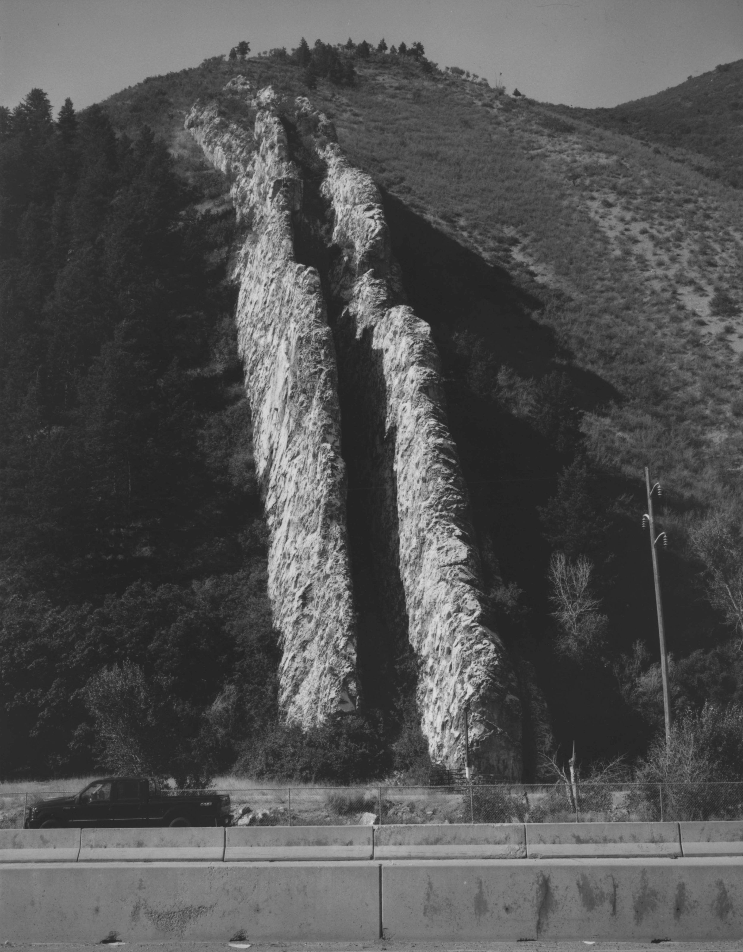   Devil’s Slide is a bizarre, giant-size limestone chute, located on the south side of Interstate- 84 in Weber Canyon, Utah.   This site is a tilted remnant of sediments deposited in a sea that occupied Utah’s   distant geologic past.  
