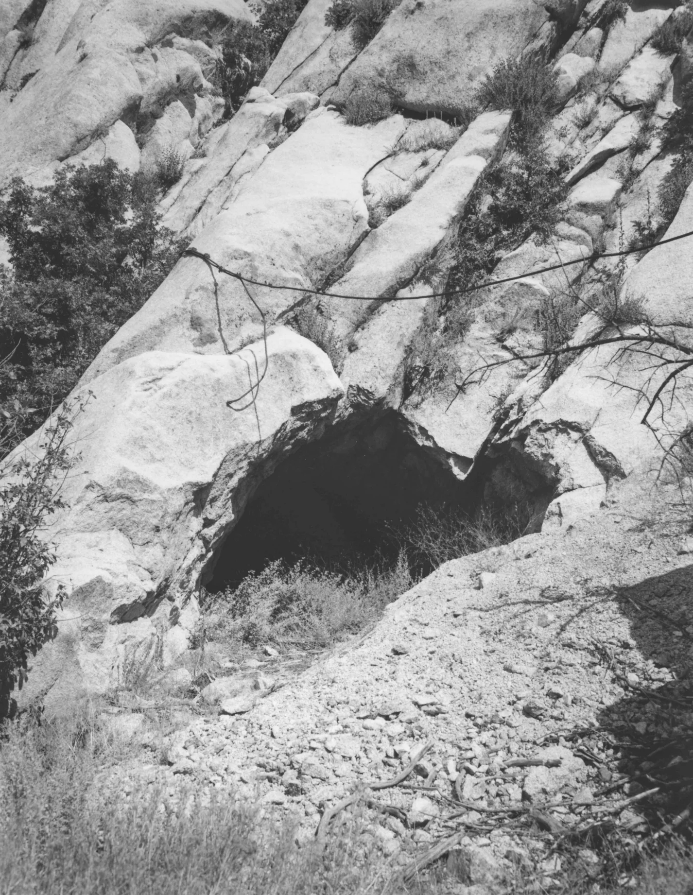 A storage cave in a granite cliff at the site of the Upper LDS Temple Granite Quarry in Little Cottonwood Canyon. For 40 years, the church quarried granite to build the walls of the Salt Lake Temple. It took three to four days to carry the stone the 20 miles to downtown Salt Lake City. With the advent of the railroad, stones could be moved to the Temple grounds in four hours.