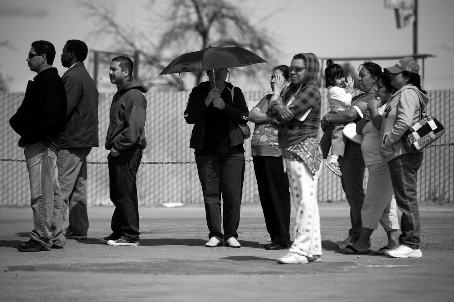  Waiting in the food drop line. 