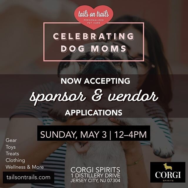 🚨Applications are Open!🚨 Calling all vendors and sponsors for our upcoming 𝗖𝗲𝗹𝗲𝗯𝗿𝗮𝘁𝗶𝗻𝗴 𝗗𝗼𝗴 𝗠𝗼𝗺𝘀 event on Sunday 5/3 at @corgispirits! 
If you have a pawesome product or service to sell - apply now or tag someone you know who creat