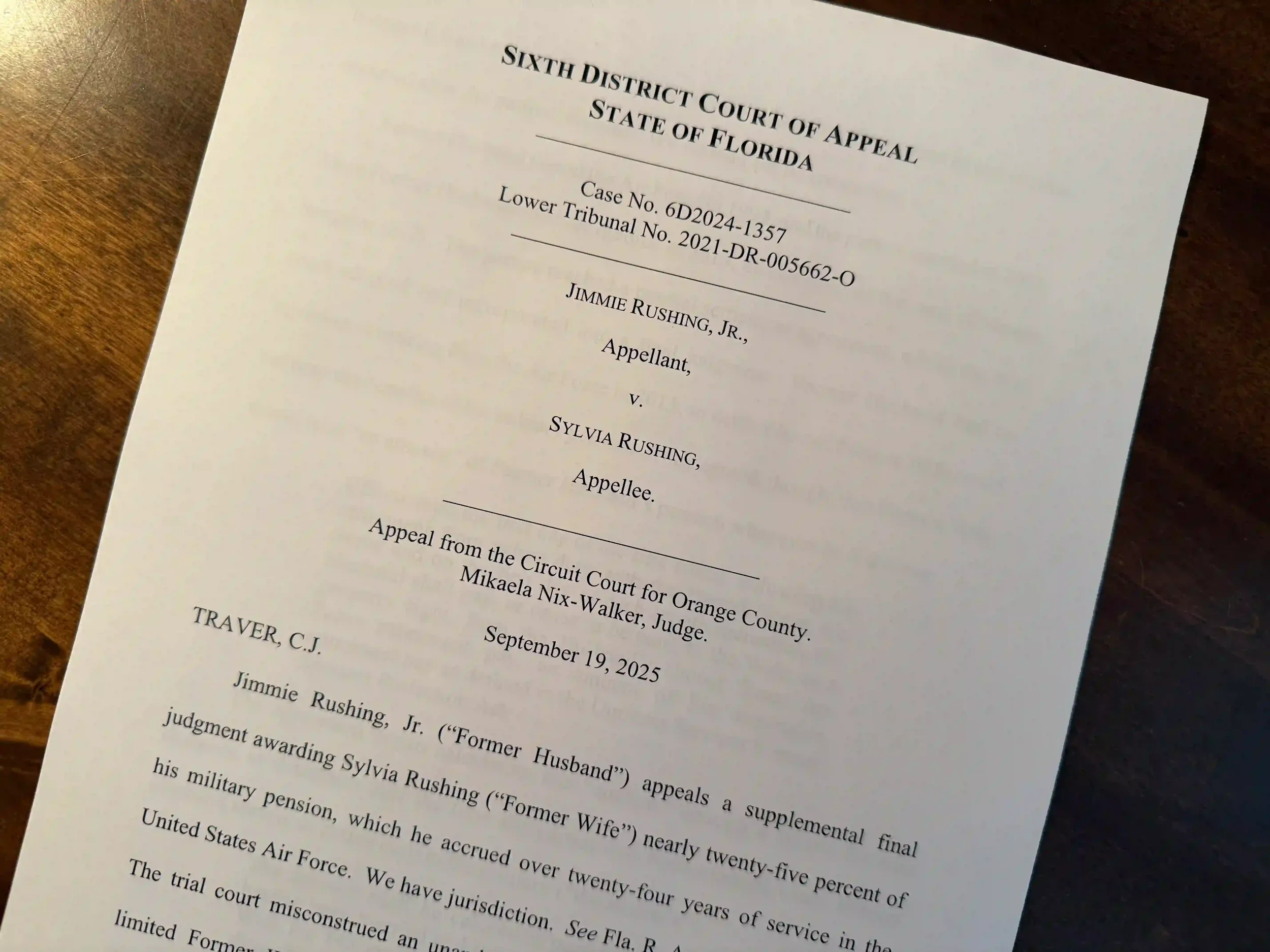 Rushing v. Rushing: Major Florida Decision on Dividing Military Retired Pay