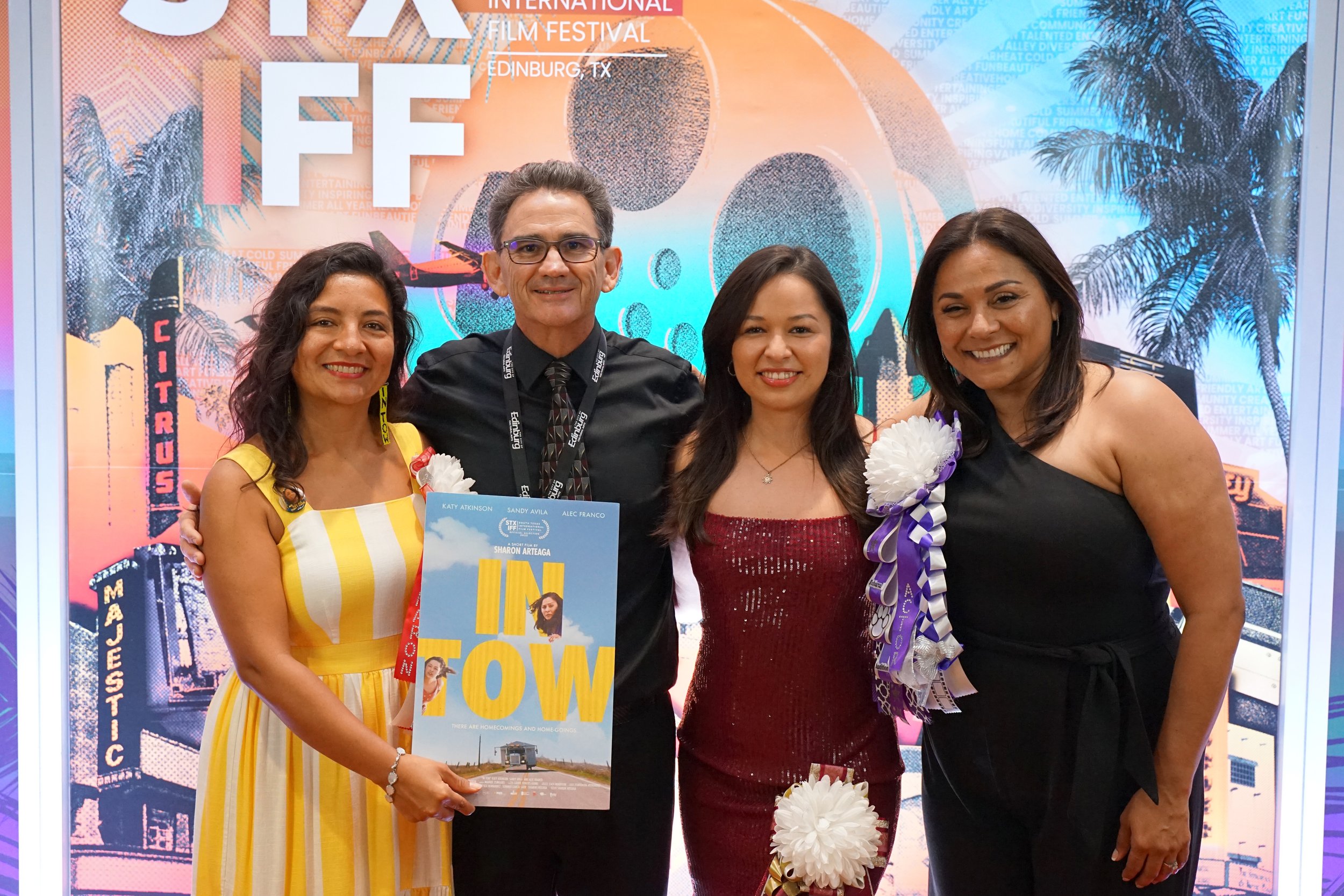 Valente Rodriguez with "In Tow" filmmakers and cast members