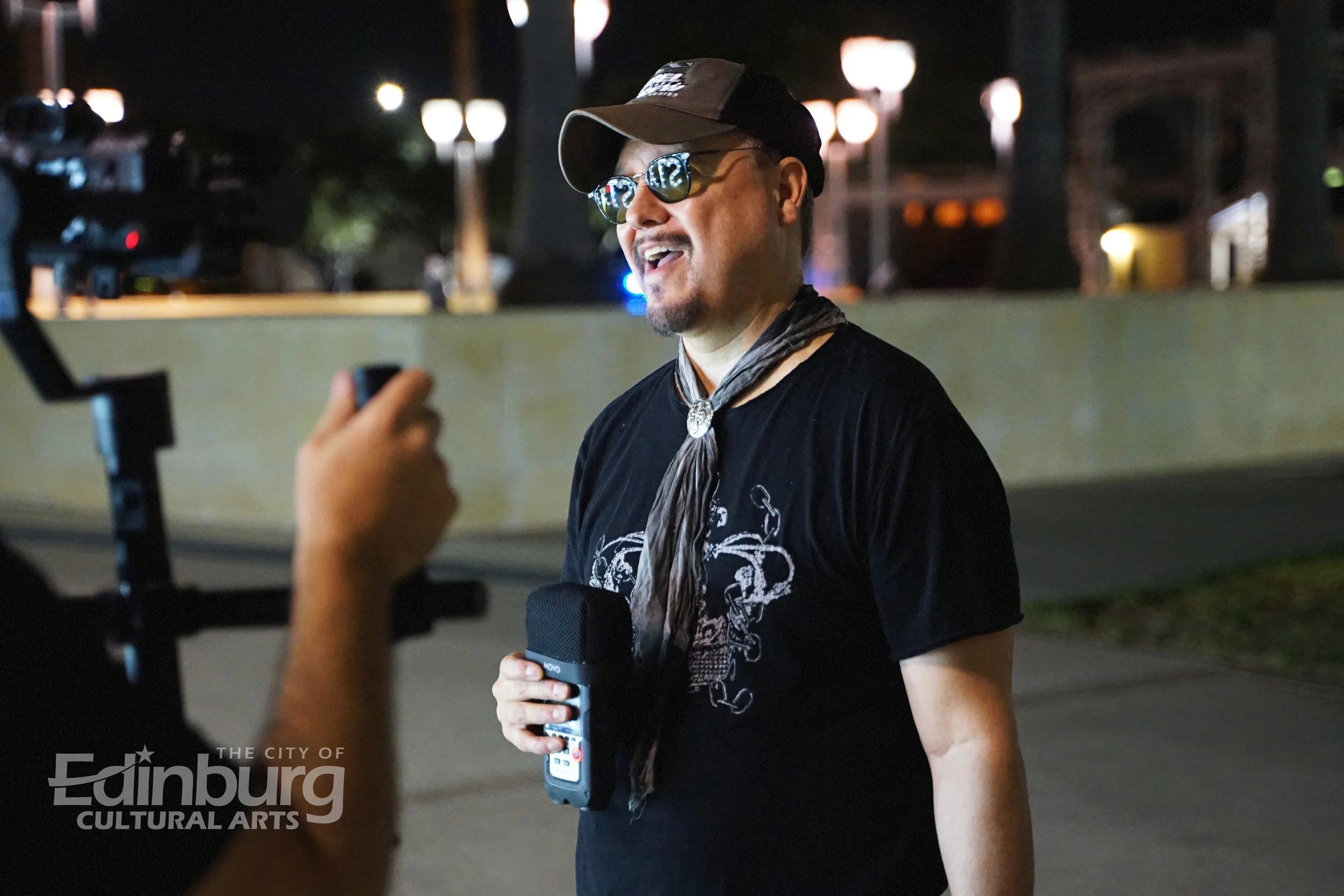 Carlos Gallardo being interviewed at STXIFF 2023