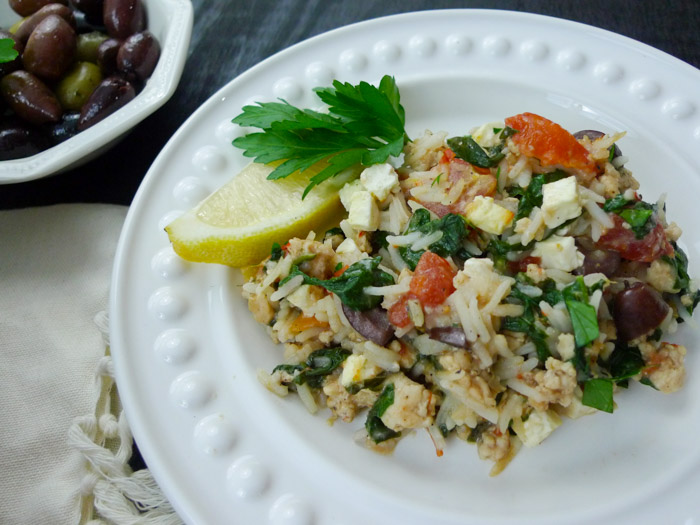 This tasty and hearty low-fodmap casserole uses lean ground turkey. It comes together fast, so it's definitely a contender for weeknight meals. I use quick-cooking basmati rice, but any kind of rice would be great. The feta, olives and creamy sauce add plenty of flavor. Click through to get the recipe for this healthy low-fodmap entree!
