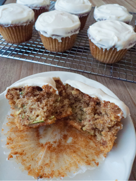 Gluten-free Spiced Zucchini Cupcakes with Cream Cheese Frosting from Calm Belly Kitchen Cookbook