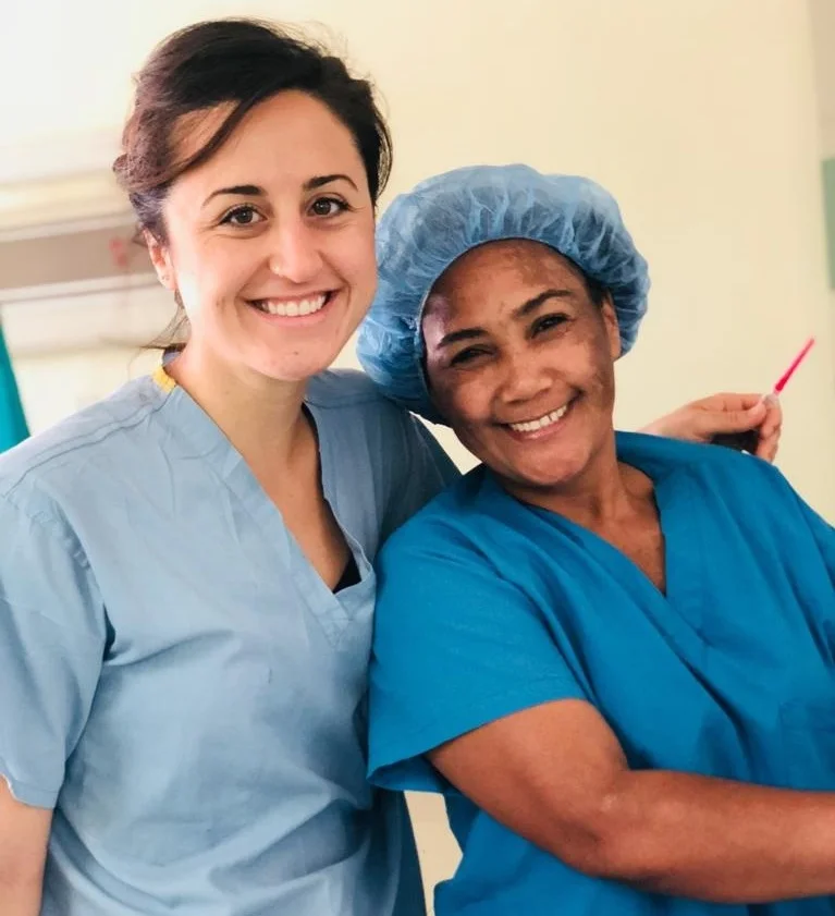 Jacqueline and Dilcia, one of CE’s nurses, in the pre-op room at Hospital Taiwan in Azua.