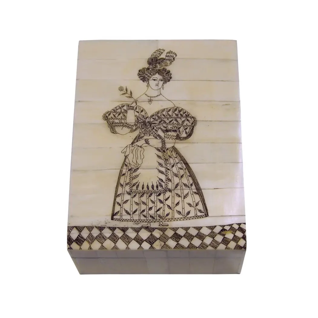 Dressed For Show Scrimshaw Bone Box