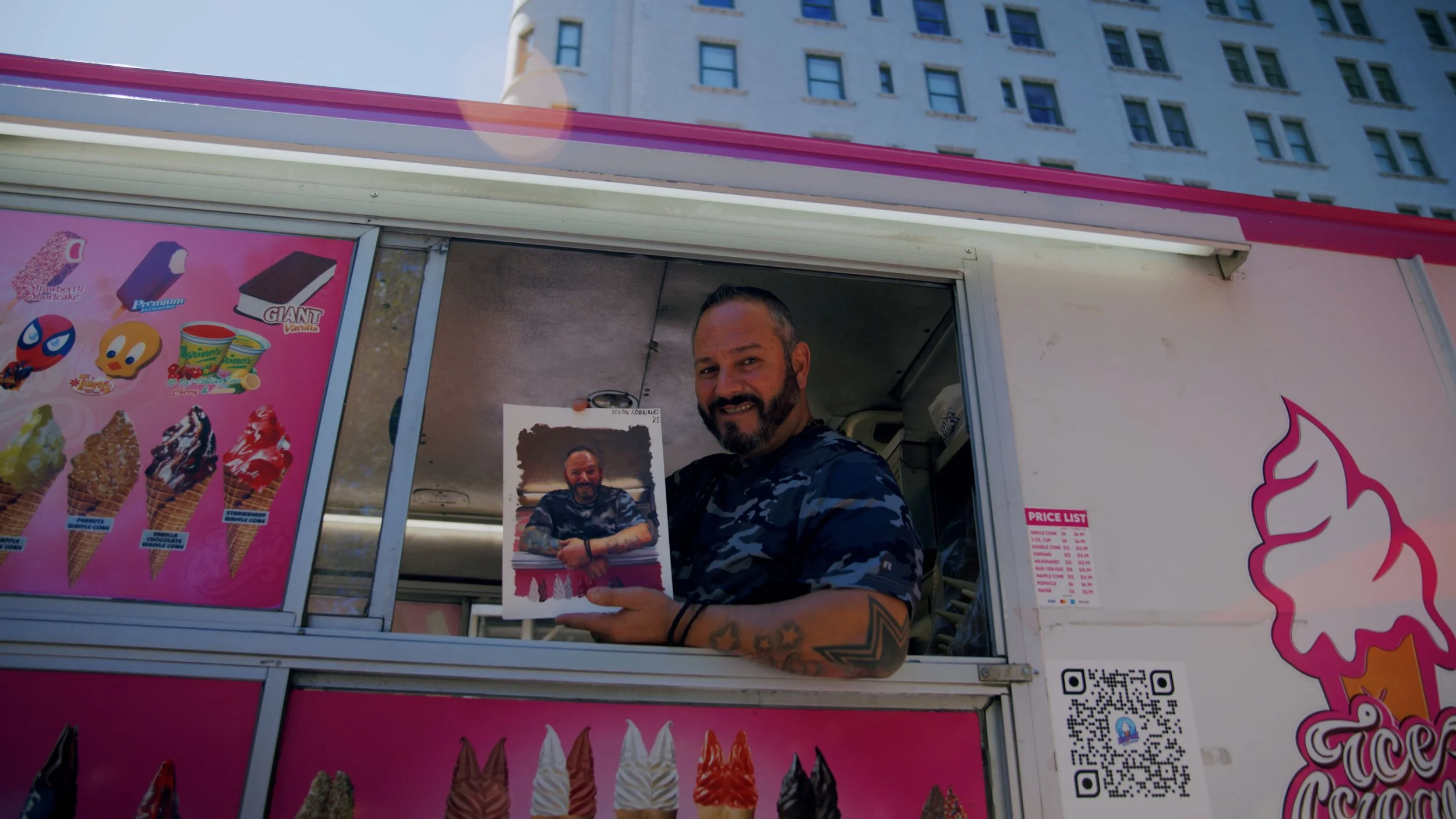 Devon Rodriguez interviews & paints Jimmy the Ice Cream Man in NYC